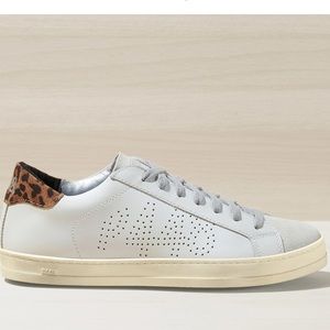P448 John White Leopard White Sneakers Size 38 US 7.5-8